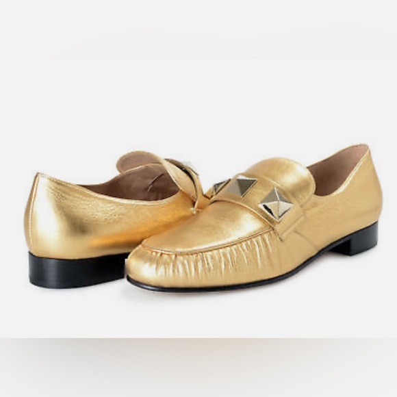 VALENTINO Gold Stud Loafers - Picture 1 of 9